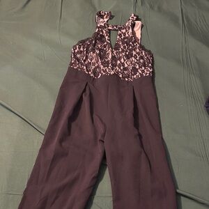 Black and Cream Lace Jumpsuit